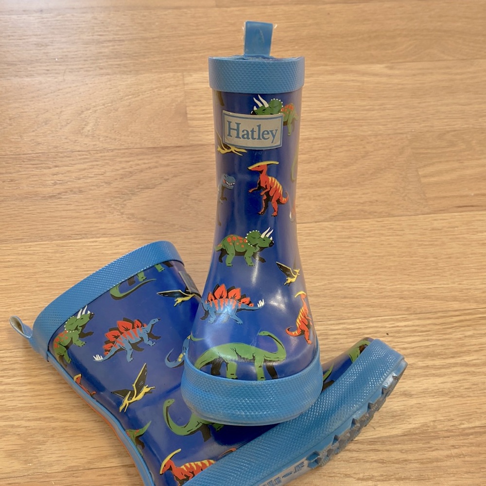 Hayley rain boots, dinosaur size US 7